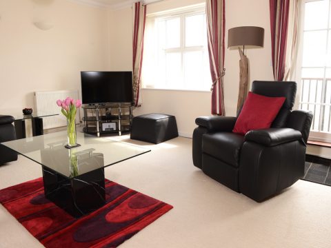 Spacious lounge with TV and DVD player